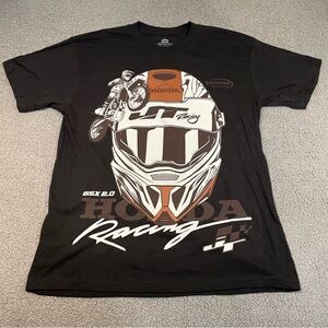 Mens JT Racing Honda  Graphic T-Shirt Large Black White GSX 2.0 Helmet Moto Tee